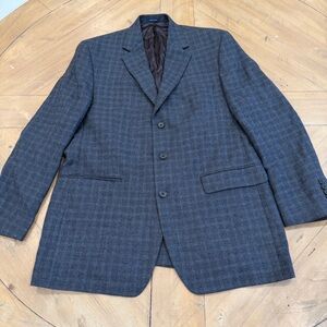 Lauren Ralph Lauren Green Label Plaid Grey Blazer 42L